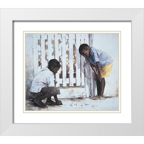 Marbles White Modern Wood Framed Art Print with Double Matting by Unknown