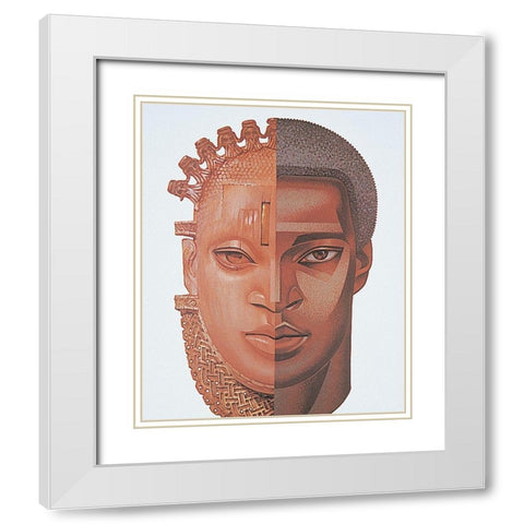 Carved Head White Modern Wood Framed Art Print with Double Matting by Unknown