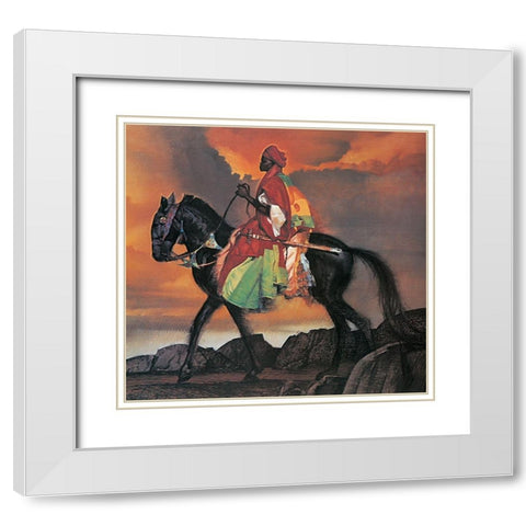 Arabian Knight White Modern Wood Framed Art Print with Double Matting by Unknown