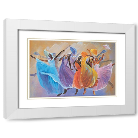 Dance Troupe White Modern Wood Framed Art Print with Double Matting by Unknown