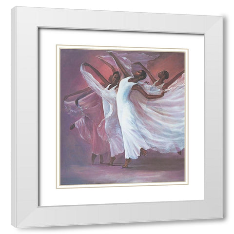 Dance Ensemble White Modern Wood Framed Art Print with Double Matting by Unknown