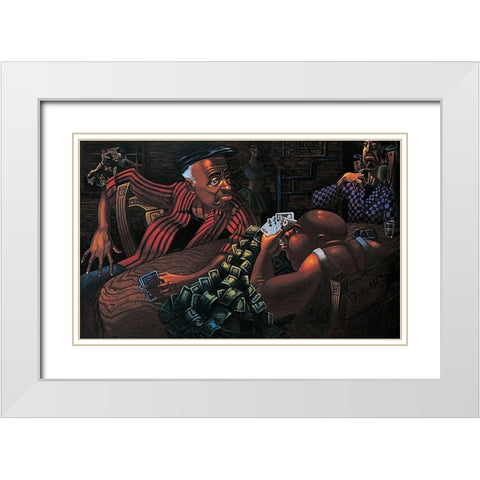 No Gambling ! White Modern Wood Framed Art Print with Double Matting by Unknown