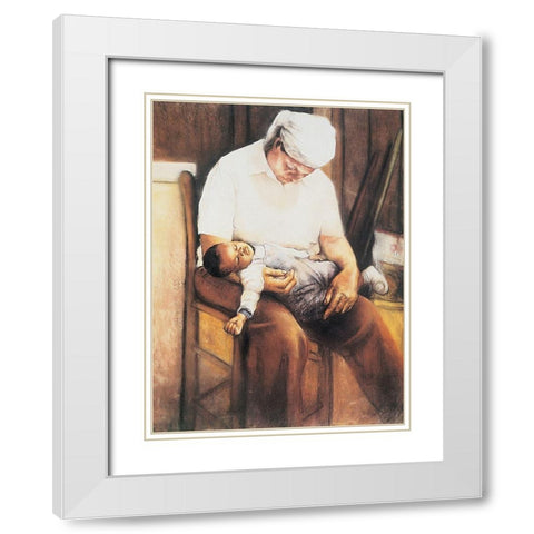 Sleep Time White Modern Wood Framed Art Print with Double Matting by Unknown