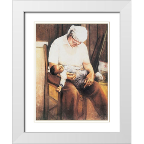 Sleep Time White Modern Wood Framed Art Print with Double Matting by Unknown