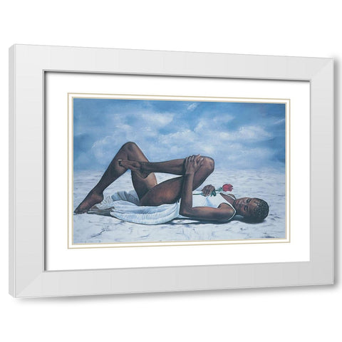 The Rose White Modern Wood Framed Art Print with Double Matting by Unknown