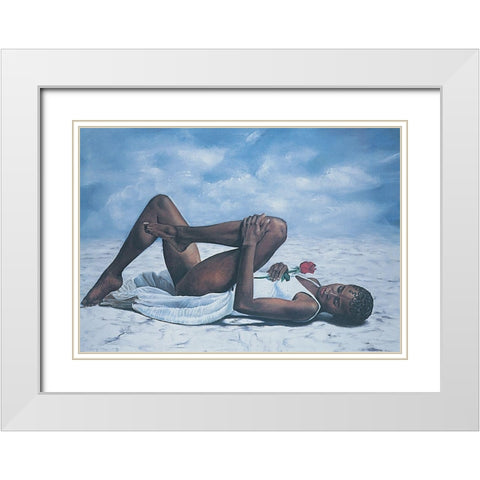 The Rose White Modern Wood Framed Art Print with Double Matting by Unknown