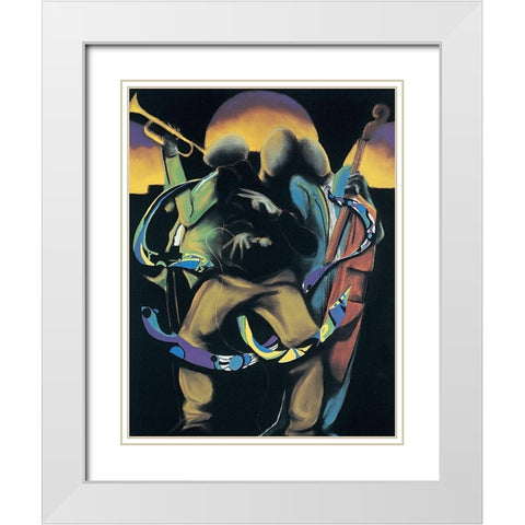 Jammin I White Modern Wood Framed Art Print with Double Matting by Unknown