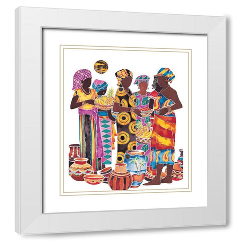 Women and Jars White Modern Wood Framed Art Print with Double Matting by Unknown