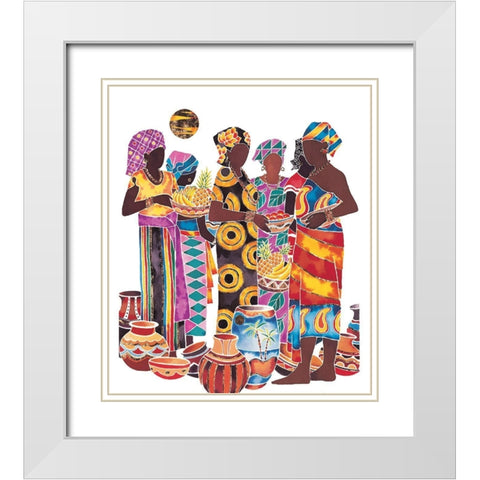 Women and Jars White Modern Wood Framed Art Print with Double Matting by Unknown