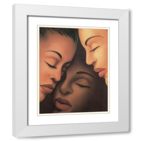 Three Women White Modern Wood Framed Art Print with Double Matting by Unknown