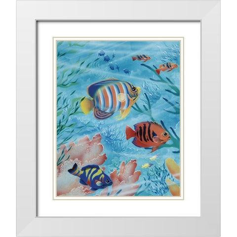 Exotic Fish I White Modern Wood Framed Art Print with Double Matting by Unknown