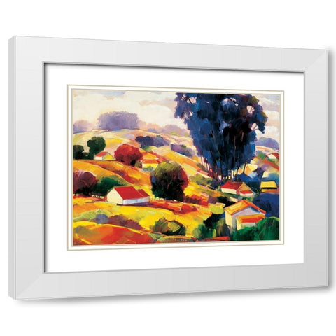 Village White Modern Wood Framed Art Print with Double Matting by Unknown