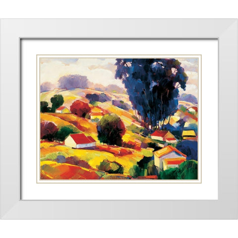 Village White Modern Wood Framed Art Print with Double Matting by Unknown