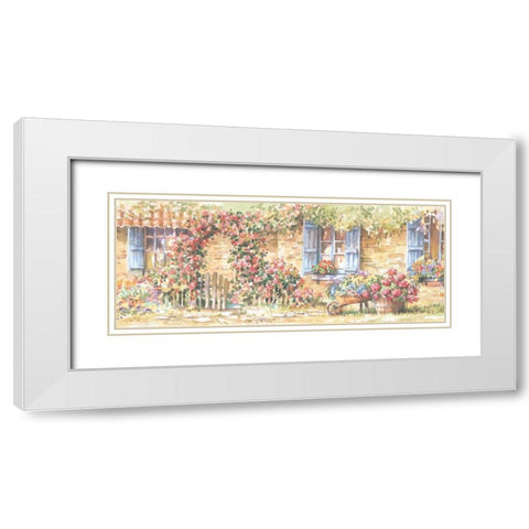 Cottage Flowers Panel I White Modern Wood Framed Art Print with Double Matting by Unknown