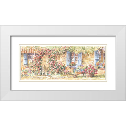 Cottage Flowers Panel I White Modern Wood Framed Art Print with Double Matting by Unknown