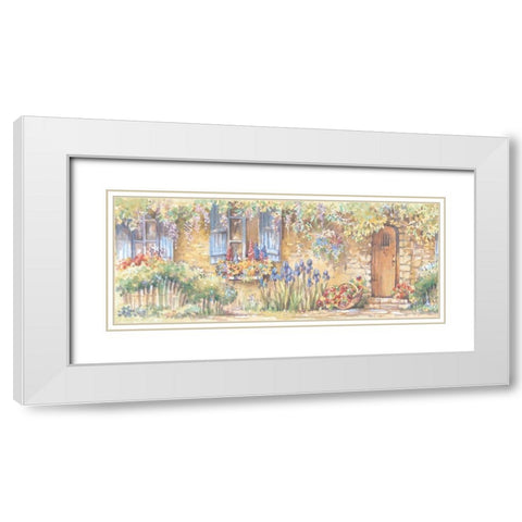 Cottage Flowers Panel II White Modern Wood Framed Art Print with Double Matting by Unknown