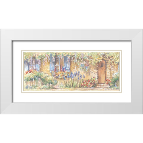 Cottage Flowers Panel II White Modern Wood Framed Art Print with Double Matting by Unknown