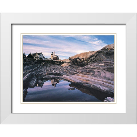 Rocky Coastline White Modern Wood Framed Art Print with Double Matting by Unknown