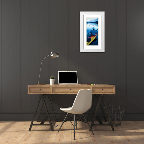 Kayak - Explore White Modern Wood Framed Art Print with Double Matting by Unknown