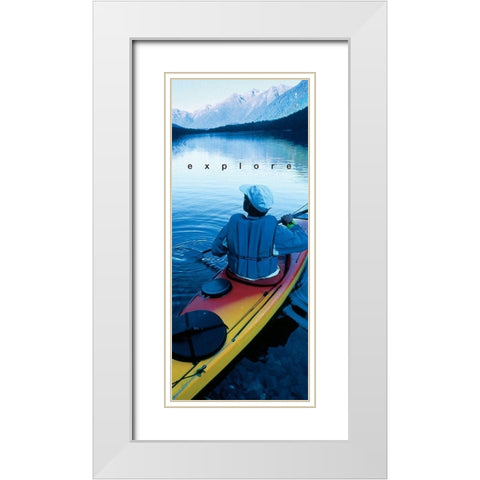 Kayak - Explore White Modern Wood Framed Art Print with Double Matting by Unknown