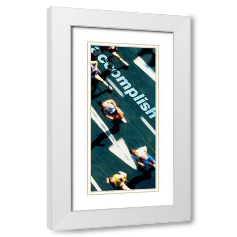 Accomplish - Runners White Modern Wood Framed Art Print with Double Matting by Frontline