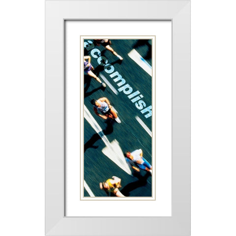 Accomplish - Runners White Modern Wood Framed Art Print with Double Matting by Frontline