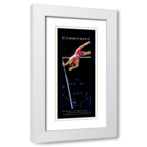 Commitment - Pole Vaulter White Modern Wood Framed Art Print with Double Matting by Frontline