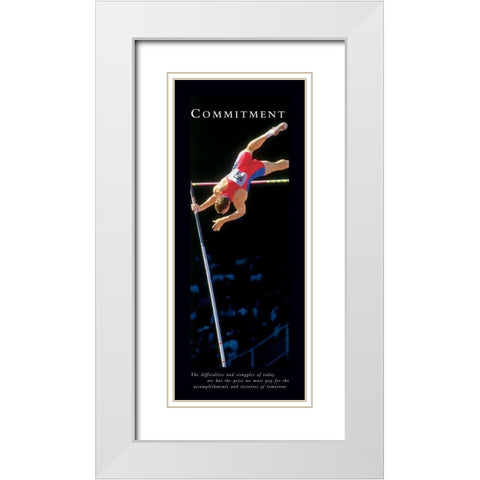 Commitment - Pole Vaulter White Modern Wood Framed Art Print with Double Matting by Frontline