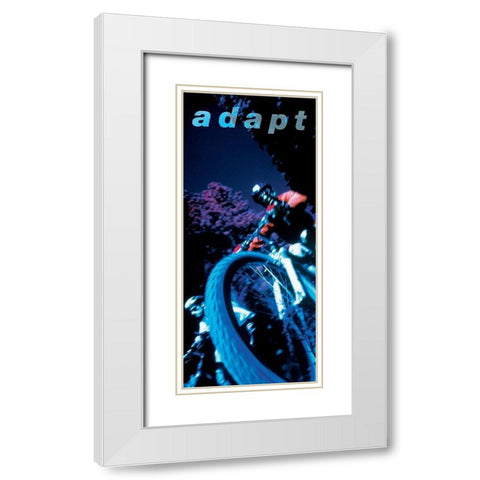Adapt - Mountain Biker White Modern Wood Framed Art Print with Double Matting by Frontline