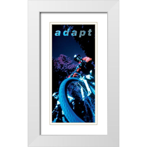 Adapt - Mountain Biker White Modern Wood Framed Art Print with Double Matting by Frontline