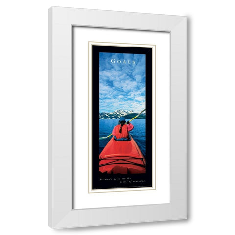 Goals - Kayaker White Modern Wood Framed Art Print with Double Matting by Frontline