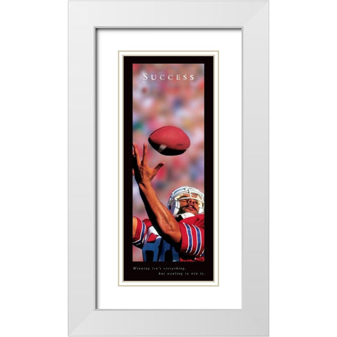 Success - Football White Modern Wood Framed Art Print with Double Matting by Frontline