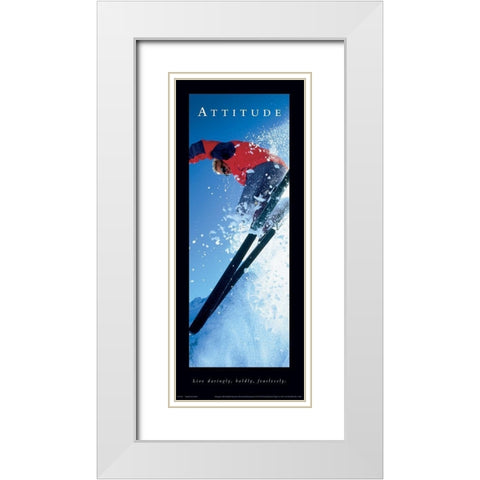 Attitude Skier White Modern Wood Framed Art Print with Double Matting by Unknown