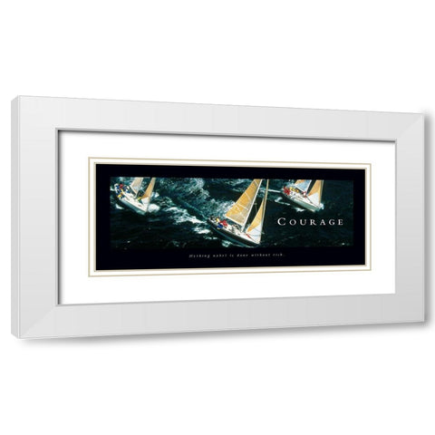Courage - Sailboats White Modern Wood Framed Art Print with Double Matting by Frontline