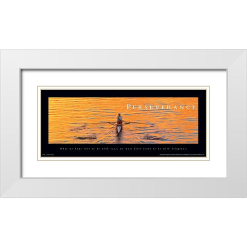 Perseverance Sculler White Modern Wood Framed Art Print with Double Matting by Unknown