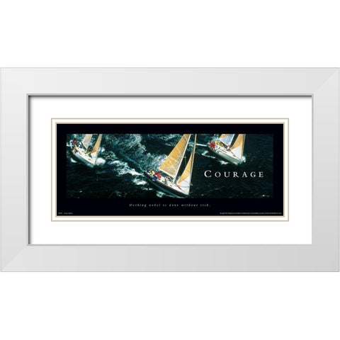 Courage Sailboats White Modern Wood Framed Art Print with Double Matting by Unknown