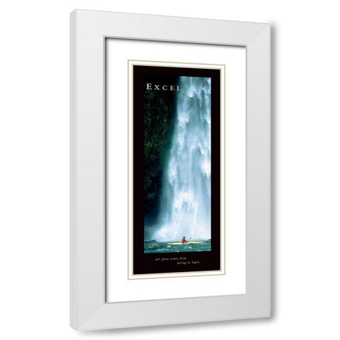 Excel - Waterfall White Modern Wood Framed Art Print with Double Matting by Frontline