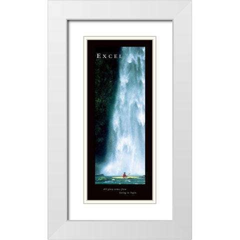 Excel - Waterfall White Modern Wood Framed Art Print with Double Matting by Frontline