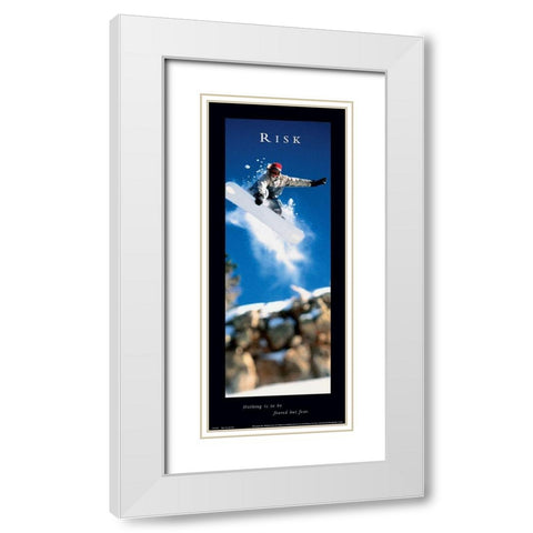 Risk - Snowboarder White Modern Wood Framed Art Print with Double Matting by Frontline