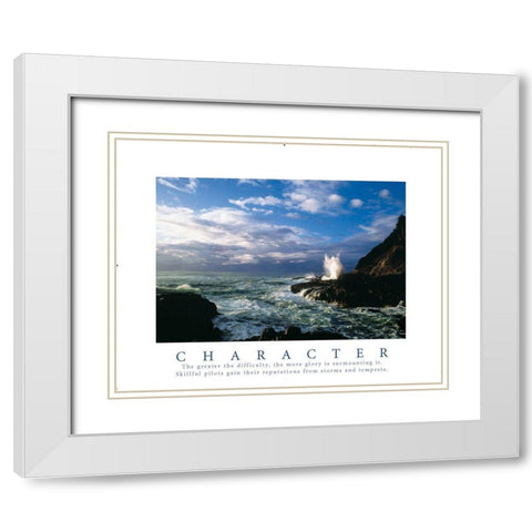 Character - Crashing Wave White Modern Wood Framed Art Print with Double Matting by Frontline