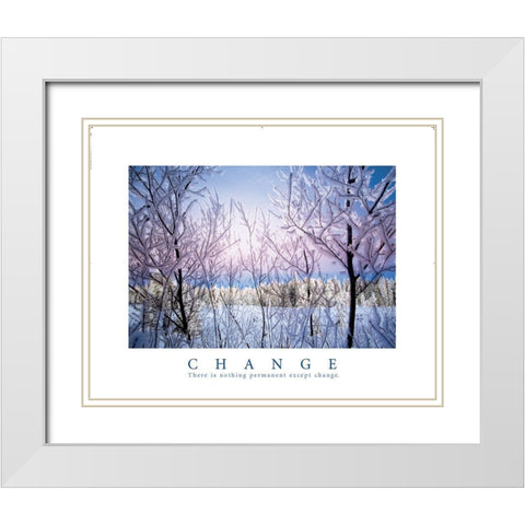 Change - Snowy Trees White Modern Wood Framed Art Print with Double Matting by Frontline