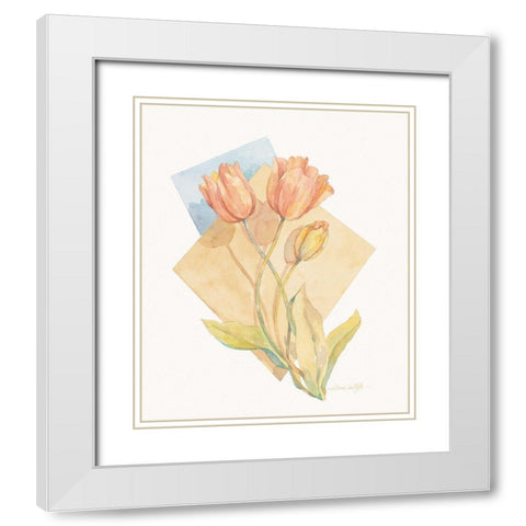 Tulip Pastel Collage I  White Modern Wood Framed Art Print with Double Matting by Unknown