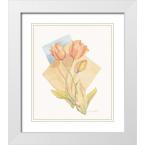 Tulip Pastel Collage I  White Modern Wood Framed Art Print with Double Matting by Unknown