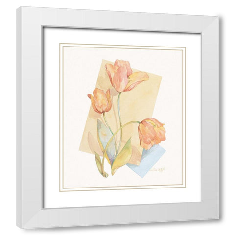 Tulip Pastel Collage II White Modern Wood Framed Art Print with Double Matting by Unknown