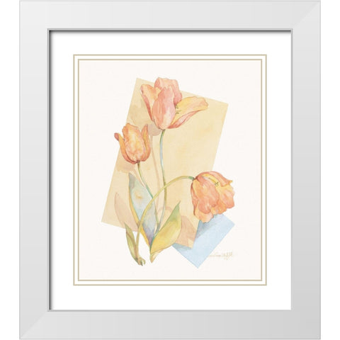 Tulip Pastel Collage II White Modern Wood Framed Art Print with Double Matting by Unknown