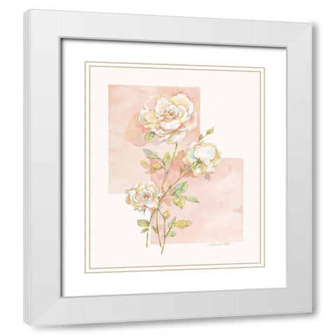 Rose Pastel Collage I White Modern Wood Framed Art Print with Double Matting by Unknown