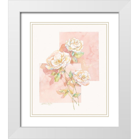 Rose Pastel Collage II White Modern Wood Framed Art Print with Double Matting by Unknown