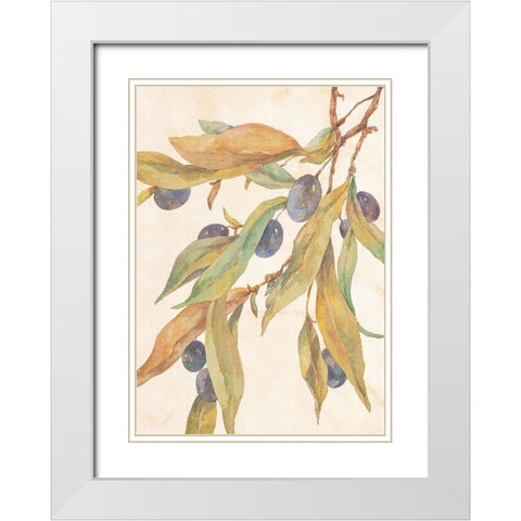Hanging Olives White Modern Wood Framed Art Print with Double Matting by Unknown