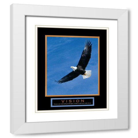 Vision Eagle in Flight White Modern Wood Framed Art Print with Double Matting by Unknown