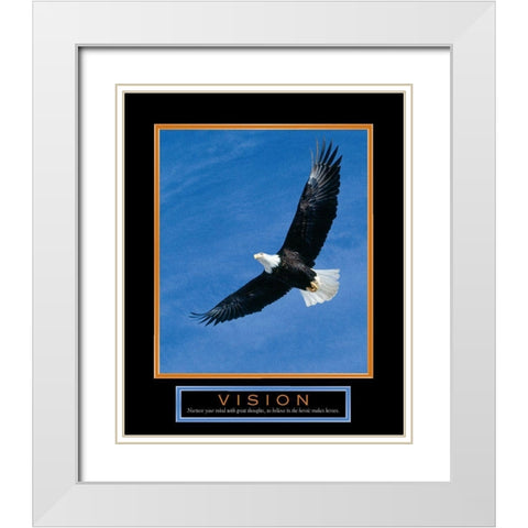 Vision Eagle in Flight White Modern Wood Framed Art Print with Double Matting by Unknown